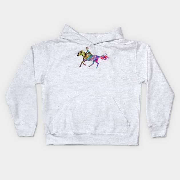 Horse Riding Kids Hoodie by erzebeth